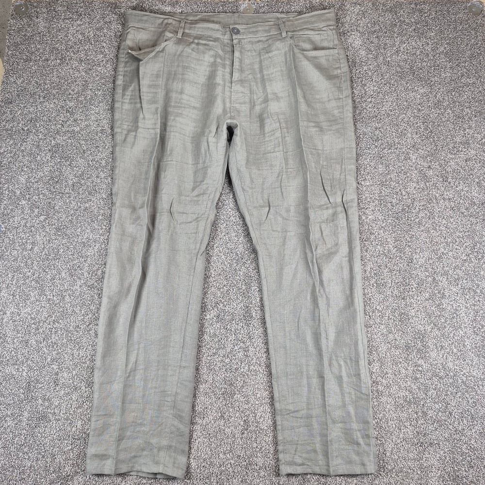 Island‎ Importer Pants Mens 41x31 Gray 100% Linen Straight Leg Beach